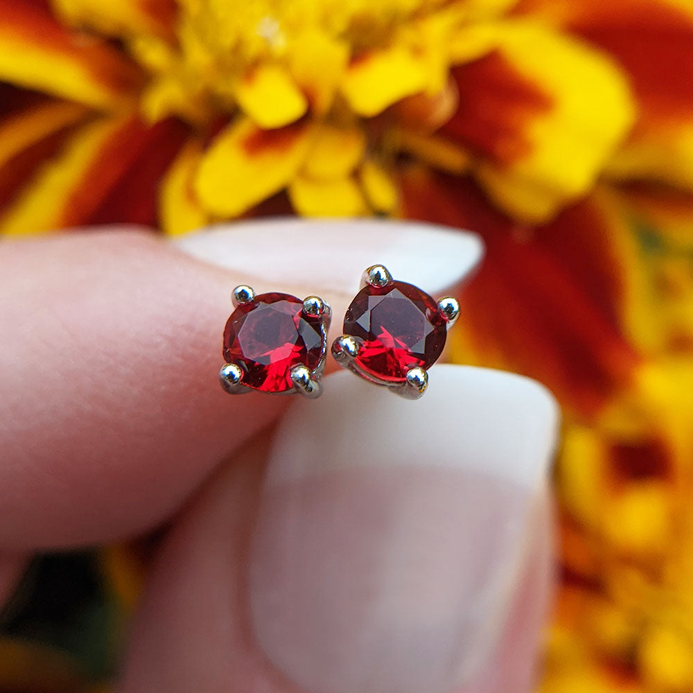 ruby red paste July birthstone earrings
