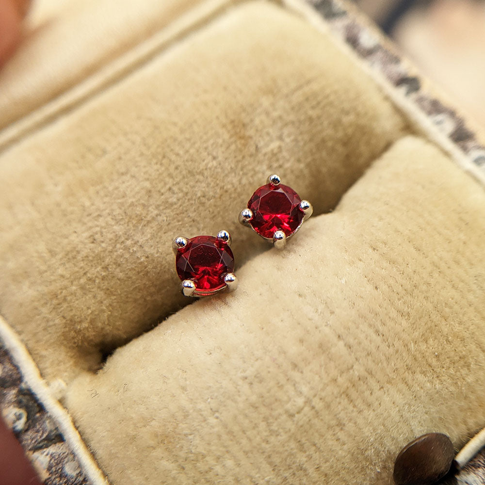 ruby red paste July birthstone earrings