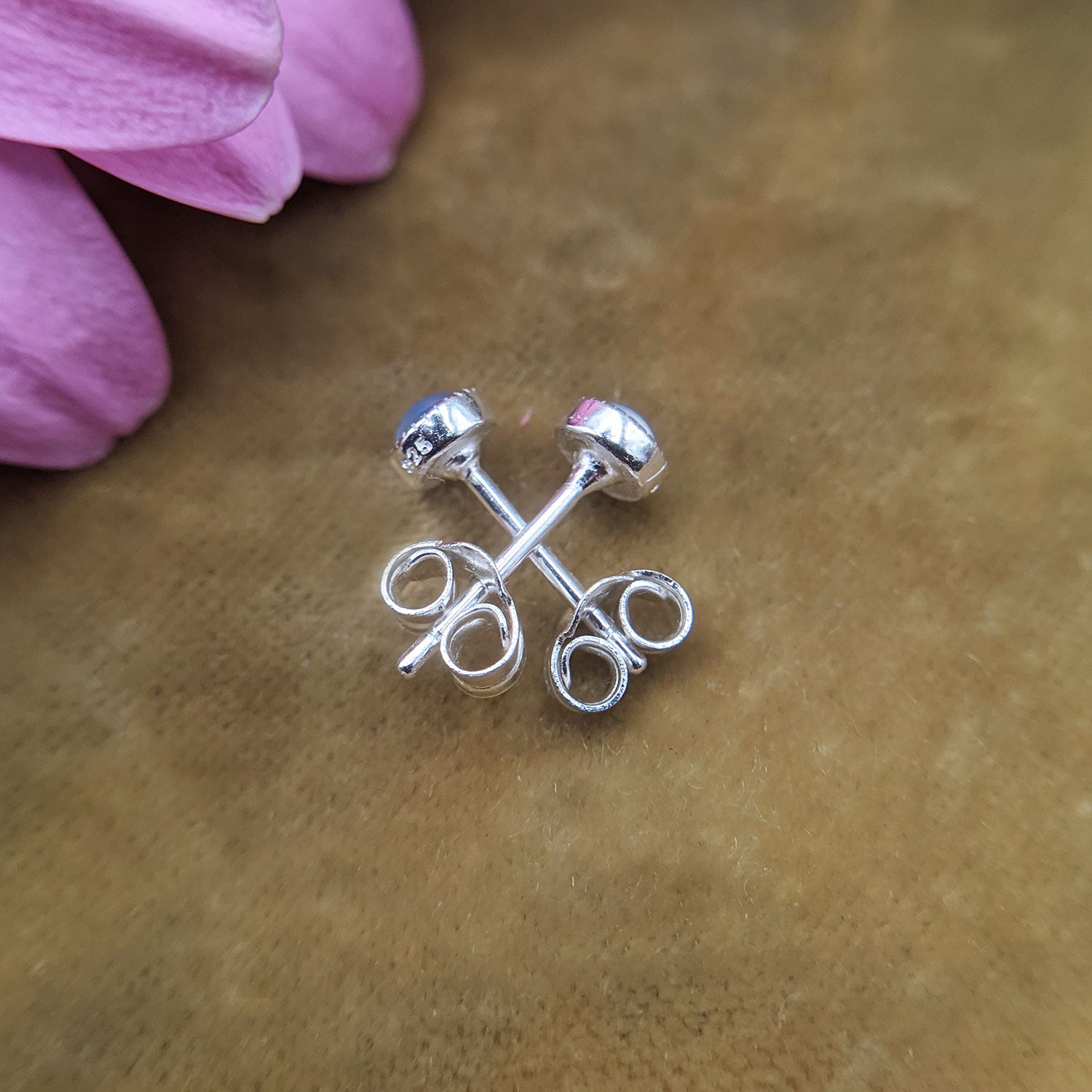 small opal stud earrings in sterling silver