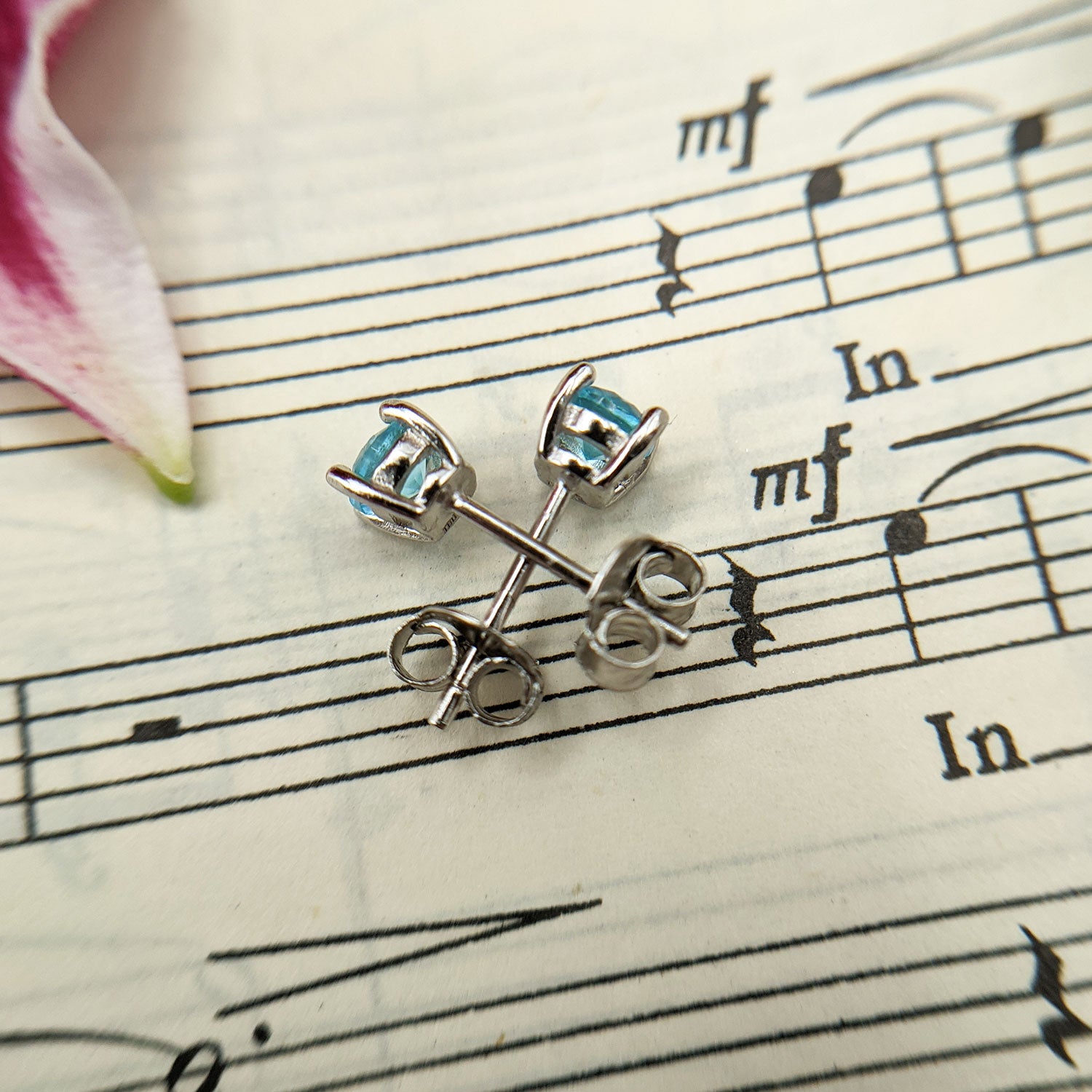 sterling silver studs with blue gemstones
