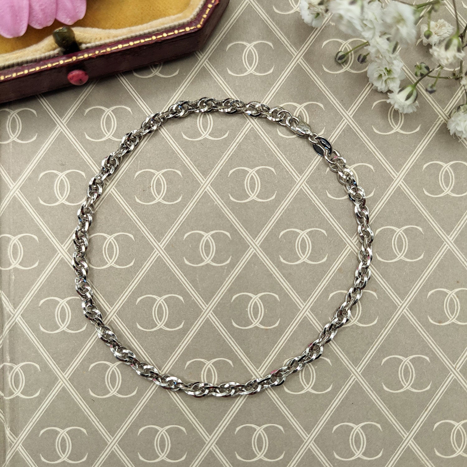 rope chain bracelet in white gold for women