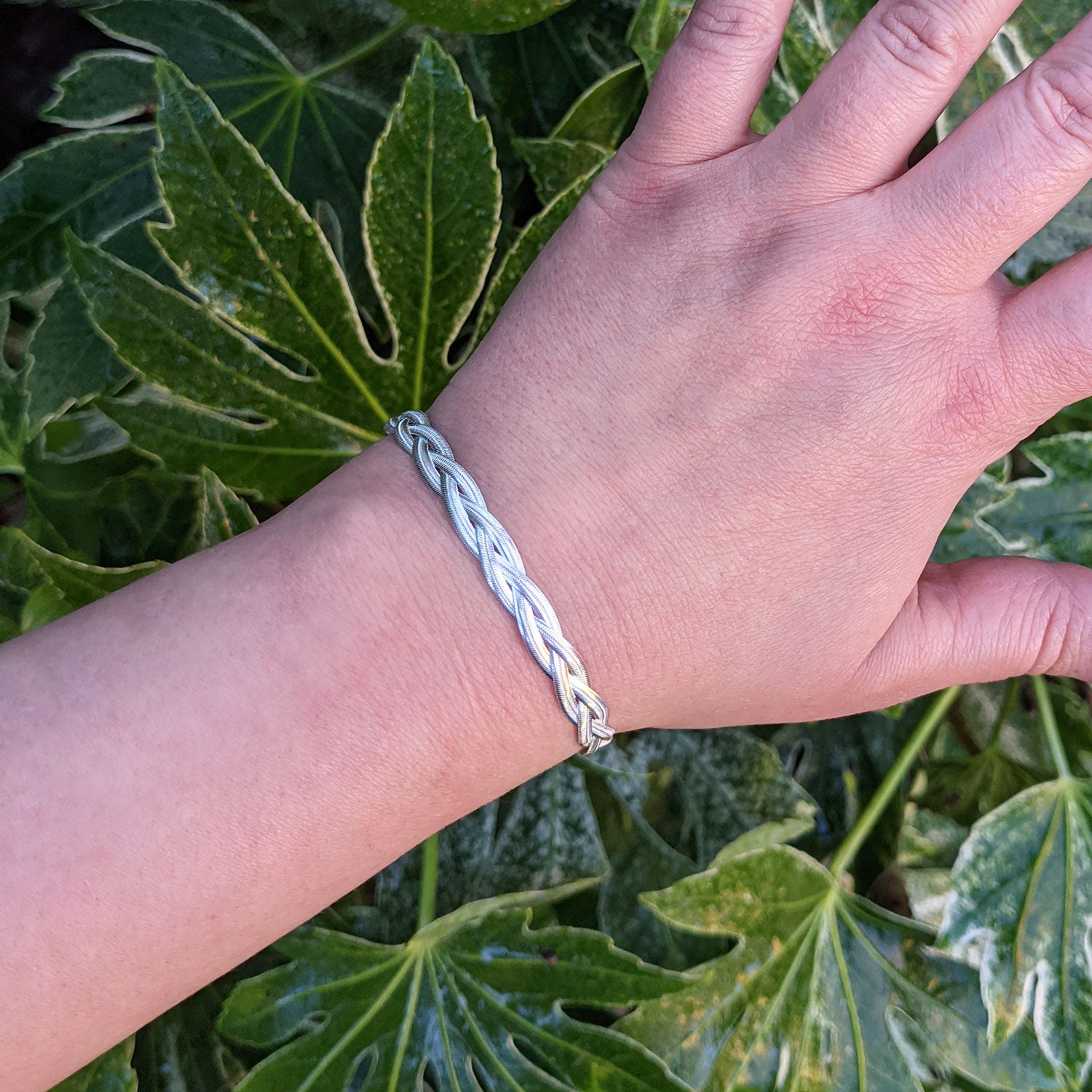 women's silver herringbone bracelet