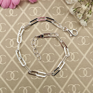 women's silver paperclip bracelet