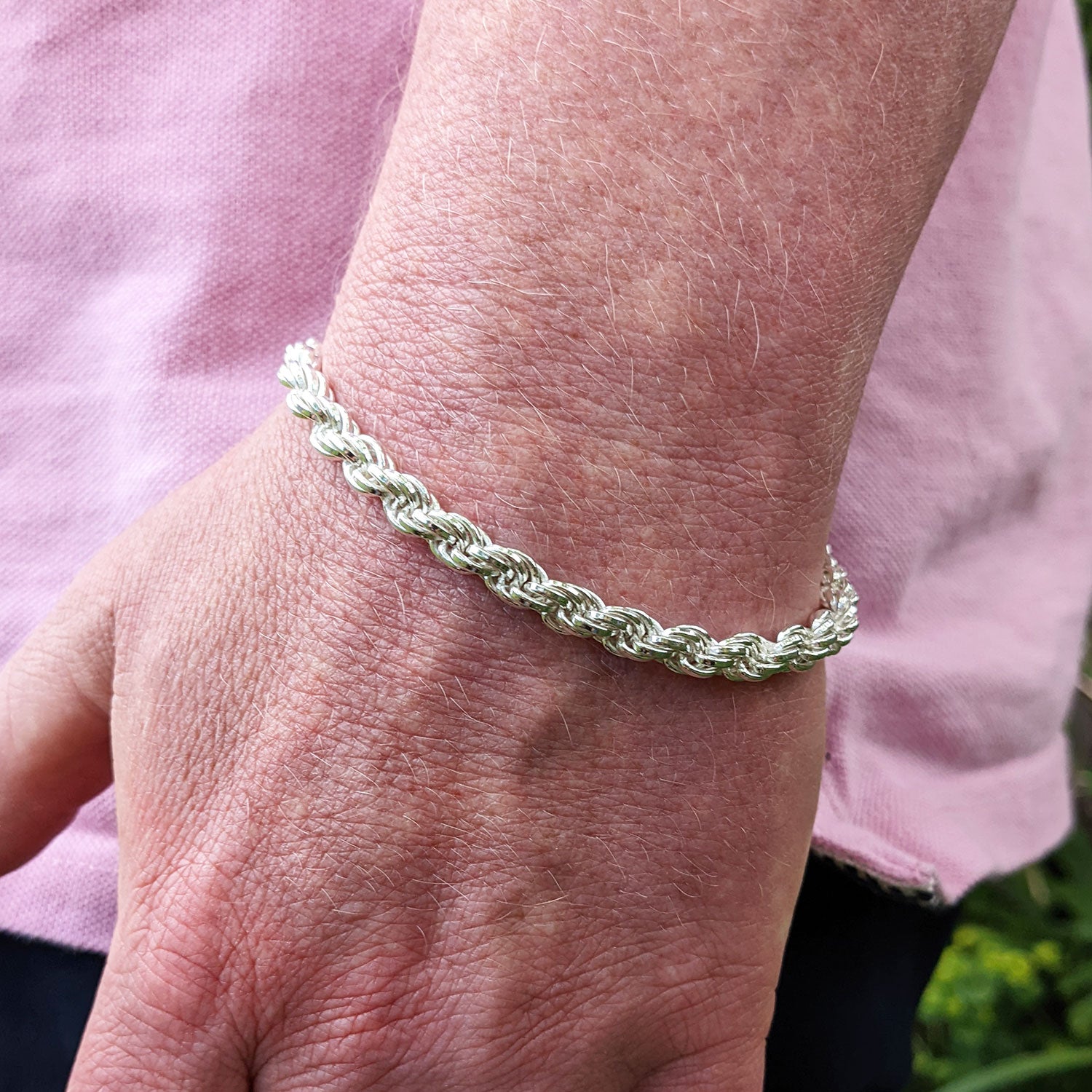 Men's 6mm Rope Chain Bracelet in Sterling Silver